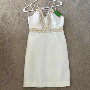White with gold Lily Pulitzer Trista Shift Dress size 2 new with tags